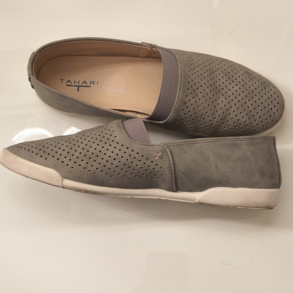 Tahari Grey Suede Slip Ons, sz 8 - Picture 5 of 5
